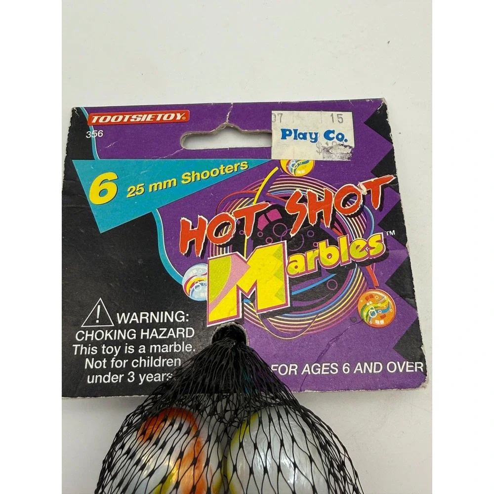 Vtg Tootsietoy Hot Shot Marbles 6 Count 25mm Shooters Vintage 1995 New Packaging